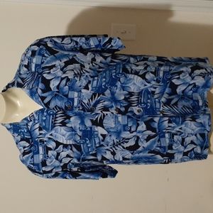 Panama Jack Hawaiian Floral Woody Surf Short Sleeve Shirt Size XL